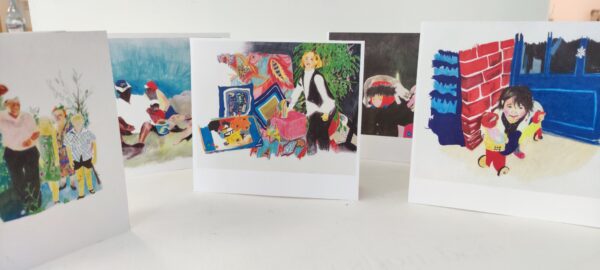 cartes postale série la famille crayon de couleur sur papier